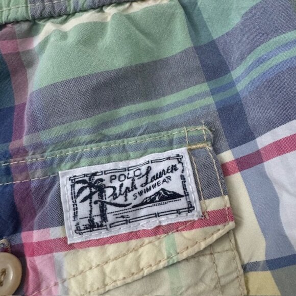 Polo Ralph Lauren Mens Multicolor Plaid Bathing Suit Swim Trunks size M EUC - Picture 3 of 8